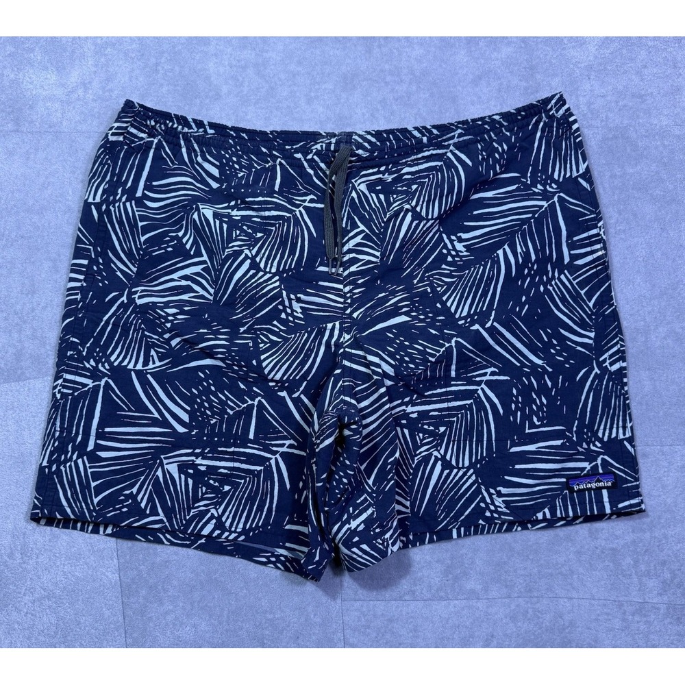 Patagonia Baggies Shorts Mens L Blue Floral Tropical Mesh Lined Athleisure Dad